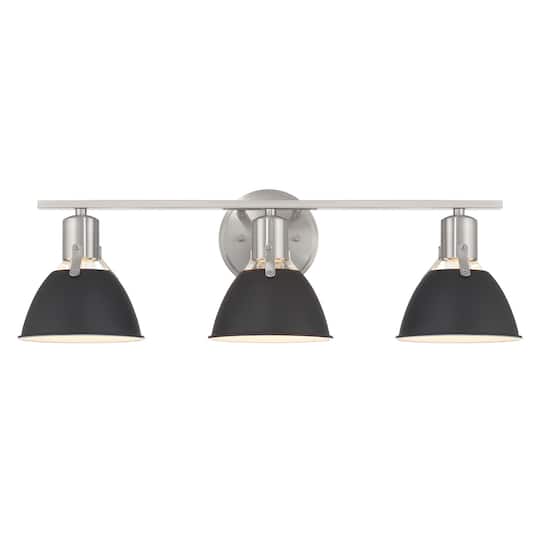 Hello Honey® 24" Cooper Black & Nickel Metal 3-Light Vanity Light with Etched Glass Shades